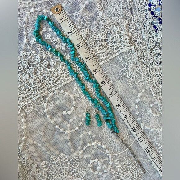 Vintage 80's Hypoallergenic Turquoise Tumbled Stone Necklace & Earring Set - Picture 7 of 10